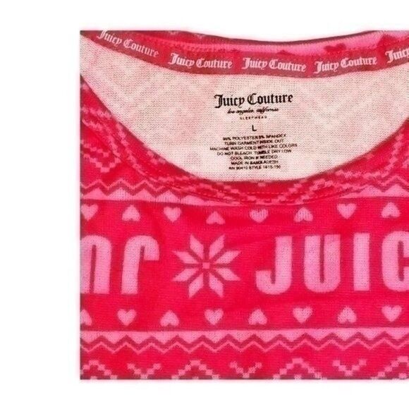 Juicy Couture Red and Pink Fair Isle PJ Lounge Short Set Size Large - NWT 4 0029 - Picture 3 of 6